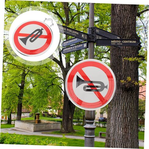 STOBAZA No Horn Sign Weather Resistant Traffic Sign for Decor No Whistle Symbol Signage Easy to Install Warning for Residential Use in Saudi Arabia