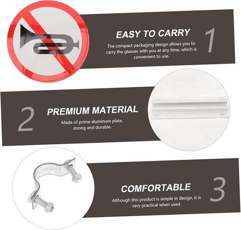 STOBAZA No Horn Sign Weather Resistant Traffic Sign for Decor No Whistle Symbol Signage Easy to Install Warning for Residential Use in Saudi Arabia