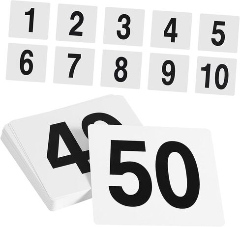 Zerodeko 50 قطعة من بطاقات الأرقام البلاستيكية القابلة لإعادة الاستخدام للمناسبات، علامات أرقام سهلة الاستخدام لحفلات الزفاف والولائم والمطاعم وحفلات الاستقبال ولافتات طاولة واضحة للغاية in Kuwait