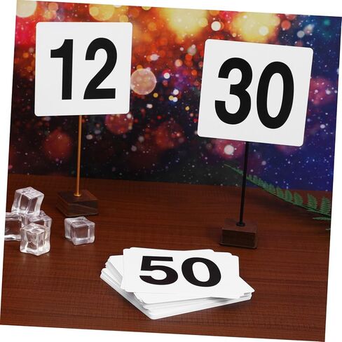 Zerodeko 50 قطعة من بطاقات الأرقام البلاستيكية القابلة لإعادة الاستخدام للمناسبات، علامات أرقام سهلة الاستخدام لحفلات الزفاف والولائم والمطاعم وحفلات الاستقبال ولافتات طاولة واضحة للغاية in Kuwait