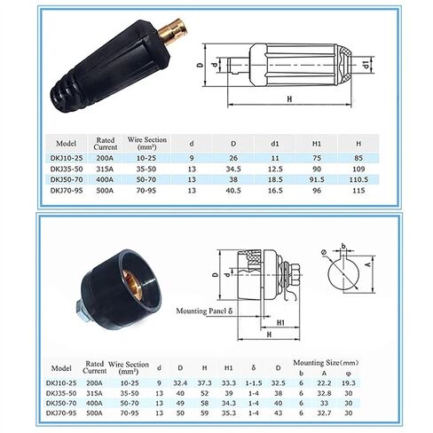 TIG Welding Cable Panel Connector Accessory Plug Socket Machine Quick Fitting DJK 10-25/35-50/50-70 tig Welding Accessories in Saudi Arabia