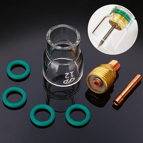 7Pcs/Set #12 Glass Cup Kit Stubby Collets Body Gas Lens Tig Welding Torch for Wp-9/20/ 25 Accessories tig Welding Accessories in Saudi Arabia