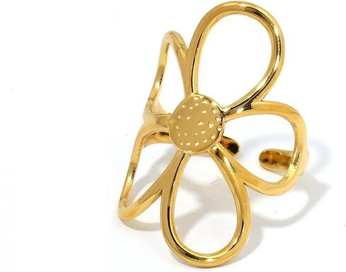 حلقات إبهام مكتنزة للنساء ، والهدية المجوهرات المنحنى الزهرة المجوفة الحد الأدنى in Kuwait