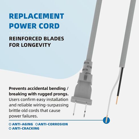 36ft Power Cord for Shark Vacuum Cleaner Replacement - Compatible with Navigator Lift-Away Pro, Rotator Upright Models Including NV355, NV356, NV500, NV501-2 Prong Replacement Vacuum Power Cord ﻿ in Saudi Arabia