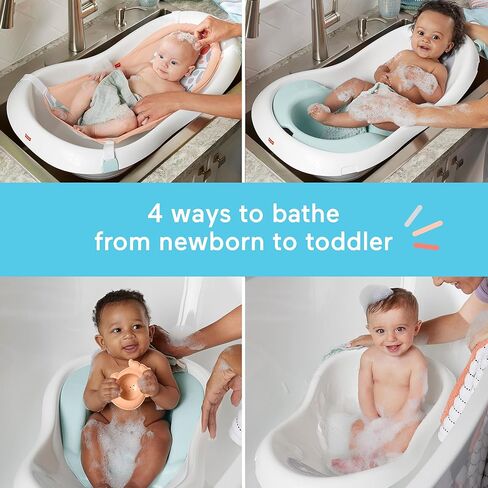 Fisher-Price™ Baby to Toddler Bath 4-in-1 Sling 'N Seat Tub with Removable Infant Support and 2 Toys, Summer Blossoms in Saudi Arabia