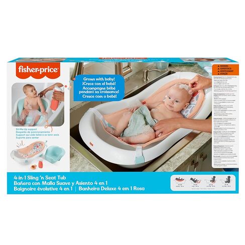 Fisher-Price™ Baby to Toddler Bath 4-in-1 Sling 'N Seat Tub with Removable Infant Support and 2 Toys, Summer Blossoms in Saudi Arabia