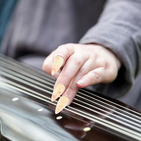 VICASKY 8 Pcs Guzheng Finger Picks Amber Small Size Double-sided Curved Nail Protectors for Ages 6-10 Professional Guzheng Accessories and Pipa Tools in Kuwait