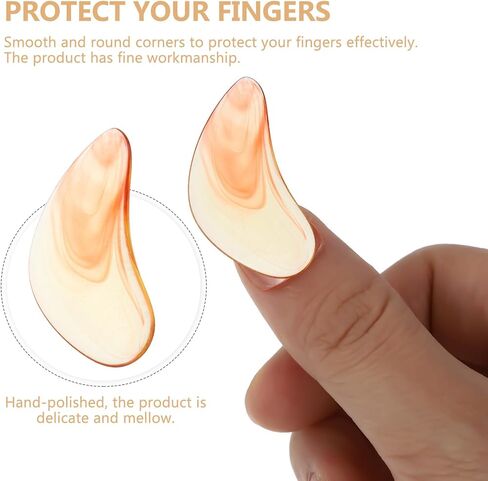 VICASKY 8 Pcs Guzheng Finger Picks Amber Small Size Double-sided Curved Nail Protectors for Ages 6-10 Professional Guzheng Accessories and Pipa Tools in Kuwait