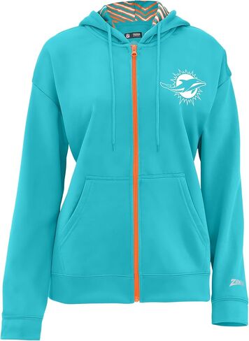 Zubaz NFL Teams Women's Graphic Zipper Hoodie with Zebra Pattern Liner (X-Small - 3X-Large) in Saudi Arabia