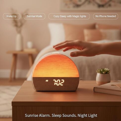 White Noise Sound Machine Sunrise Alarm Clock – 30 Non-Looping Soothing Sleep Sounds with LoFi and Healing Music| 10-Color Ambient Light & Sunlamp | No App Screen Free Sleep for Baby Adults Kids in Saudi Arabia