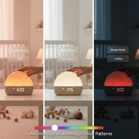 White Noise Sound Machine Sunrise Alarm Clock – 30 Non-Looping Soothing Sleep Sounds with LoFi and Healing Music| 10-Color Ambient Light & Sunlamp | No App Screen Free Sleep for Baby Adults Kids in Saudi Arabia