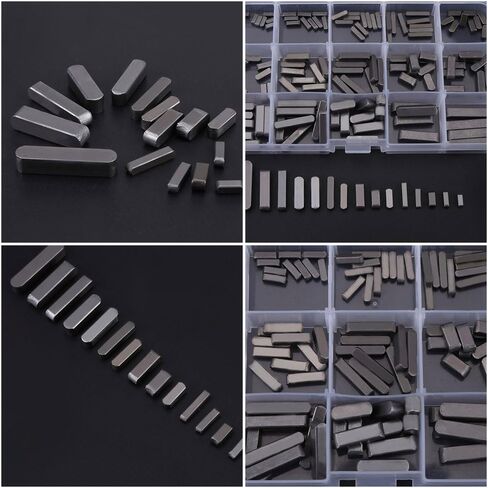 Round Ended Key Parallel Drive Shaft Keys Set 8mm 10mm 12mm 16mm 20mm 25mm 30mm, for Different Equipments, Easy Classification with Plastic Box in Saudi Arabia