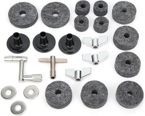 Drum Felt Pad Kit, Drum Felt Pad Cymbal, Cymbal Accessory Set with Base Wing Nuts Washer Percussion Accessories for Most Drum Kits (23Pcs) (Black) in Saudi Arabia