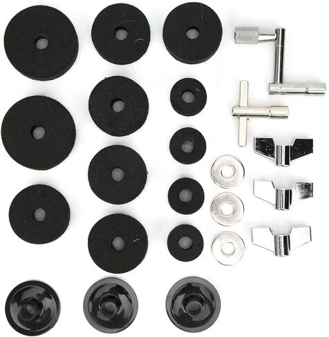 Drum Felt Pad Kit, Drum Felt Pad Cymbal, Cymbal Accessory Set with Base Wing Nuts Washer Percussion Accessories for Most Drum Kits (23Pcs) (Black) in Saudi Arabia