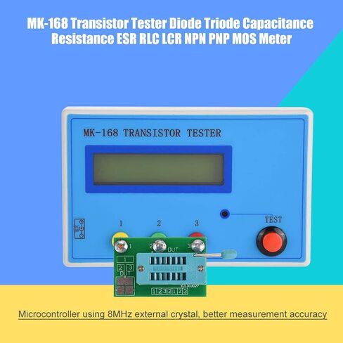 MK 168 Transistor Tester with RLC Measurement Auto Detect NPN PNP MOSFET JFET Diodes Capacitors Resistors 8MHz Microcontroller Backlit LCD Display in Saudi Arabia