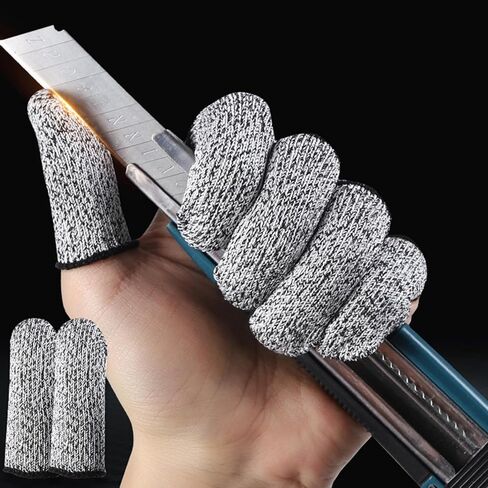 20 PCS Finger Cots Cut Resistant Protector,Cut Resistant Finger Protectors for Kitchen,Work,Anti-Slip,Reusable(Grey) in Saudi Arabia