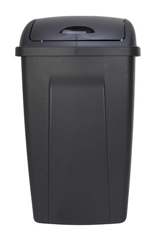 Kitchen Trash Can, 13 Gallon Plastic Garbage Bin with Swing Top Lid, Black in Saudi Arabia