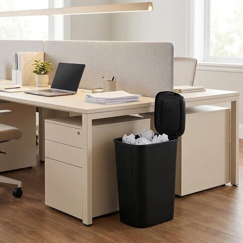 13.3-Gallon Kitchen Trash Can, A Black Plastic Push-Button Trash Can with a Spring-Type Lid. It is Lightweight, Sturdy and Durable, and is Suitable for 13.3-Gallon Garbage Bags. in Saudi Arabia