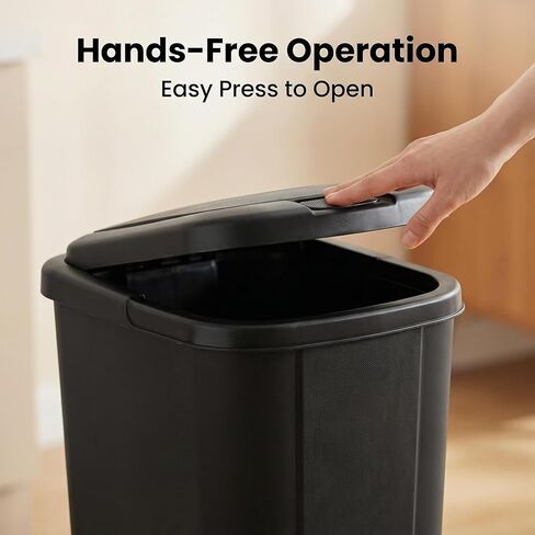 13.3-Gallon Kitchen Trash Can, A Black Plastic Push-Button Trash Can with a Spring-Type Lid. It is Lightweight, Sturdy and Durable, and is Suitable for 13.3-Gallon Garbage Bags. in Saudi Arabia