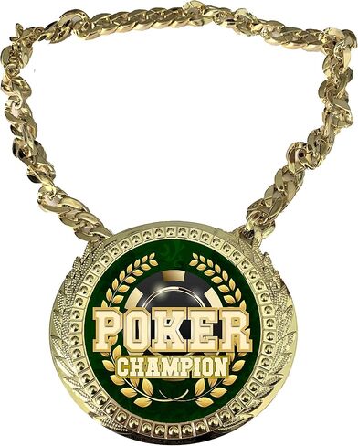 Express Medals Poker Texas Holdem Champ Chain Trophy Award with a Center Plaque Plate Measuring 6 by 5.25 Inches and Includes a 34 Inch Chain with Black Velvet Presentation Bag. in Saudi Arabia