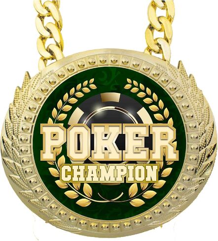 Express Medals Poker Texas Holdem Champ Chain Trophy Award with a Center Plaque Plate Measuring 6 by 5.25 Inches and Includes a 34 Inch Chain with Black Velvet Presentation Bag. in Saudi Arabia