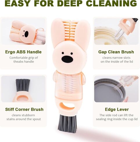 3PCS 3 in 1 Cup Lid Cleaning Brush Set - Multifunctional Bottle Cleaner Brush for Gaps, Lids, and Crevices - Small Kitchen Cleaning Tool for Cups and Water Bottles, Red, Green, Blue in Saudi Arabia