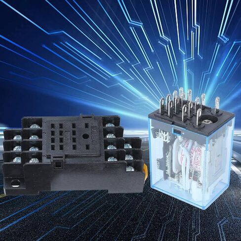 Mini MY4NJ Relay, DC 12V 24V AC 110V 220V 5A, 14 Pins MY4NJ Relay Switch with Relay Base Socket(DC12V) in Saudi Arabia