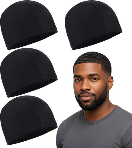 4 Pcs Mens Wave Cap, Black Wave Caps for Men, Silky Compression Stocking Cap for 360 Waves, Breathable & Comfortable for Men & Women in Saudi Arabia