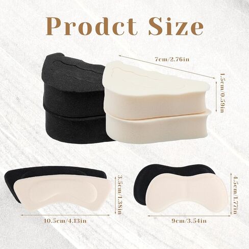 16 Pcs Shoe Filler Heel Pads for Womens Shoes, Shoe Filler Inserts for Loose Shoes Adjustable Toe Cushion Heel Grips for Heels, Sneaker, Boots, Women and Men, Pain Relief and Comfort (Black, Beige in Saudi Arabia