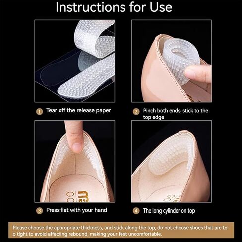 4 Pair Heel Stickers Soft Silicone Cushions Heels Grips for Loose Shoes, Anti Slip Inserts Heel Pads Protectors for High Heels, Flats, and Casual Shoes etc, Stop Heel Pain and Blisters in Saudi Arabia