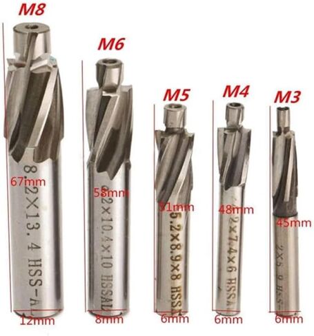 5pcs Milling Cutter 4 Flutes Countersink End Mill HSS-AL M3-M8 Slot Drill Bits Tool for Aluminum Steel Cast Iron in Saudi Arabia