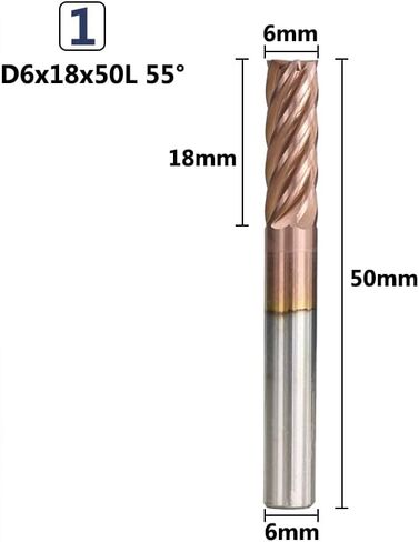 1pcs Carbide End Mill 6 Flute TiCN Coating HRC 55 6/8/10/12mm Spiral Milling Cutter for Alloy Steels/Hardened Steels CNC Router Bit in Saudi Arabia