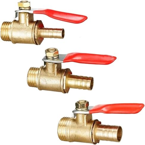 Brass 6/8/10/12mm Red Lever Handle Ball Valve Hose Barb 1/4" 3/8" 1/2" Standard Pipe Thread Male Thread Connector Pipe Fitting Coupler Adapter(10mm - 1I4 inch) in Saudi Arabia