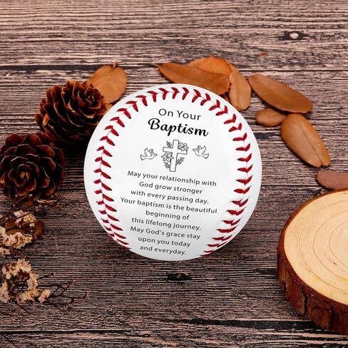 Fleure Esme Baptism Gifts for Boys Girls – Religious Baseball Keepsake with Blessing Message – Christian Baptism Gifts for Teen, Women, Men – Faith Gift for Christening, Communion – Gift Boxed in Saudi Arabia