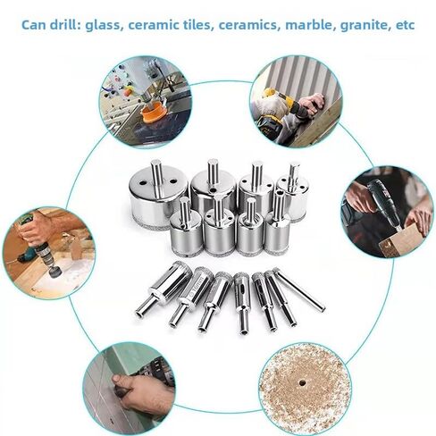 10pcs 3-30mm Diamond Coated Hss Drill Bit Set Accessories Tile Marble Glass Ceramic Hole Saw Drilling Bits for Power Tools in Saudi Arabia