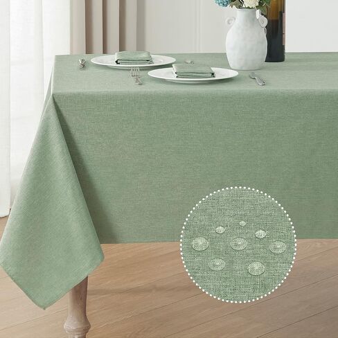 Veblandy Rectangle Tablecloth Waterproof Linen Textured Table Cloth Stain and Wrinkle Resistant Washable, Decorative Fabric Table Cover for Dining, Party and Camping (Sage Green, 52 * 70) in Saudi Arabia