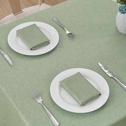 Veblandy Rectangle Tablecloth Waterproof Linen Textured Table Cloth Stain and Wrinkle Resistant Washable, Decorative Fabric Table Cover for Dining, Party and Camping (Sage Green, 52 * 70) in Saudi Arabia
