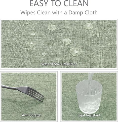 Veblandy Rectangle Tablecloth Waterproof Linen Textured Table Cloth Stain and Wrinkle Resistant Washable, Decorative Fabric Table Cover for Dining, Party and Camping (Sage Green, 52 * 70) in Saudi Arabia