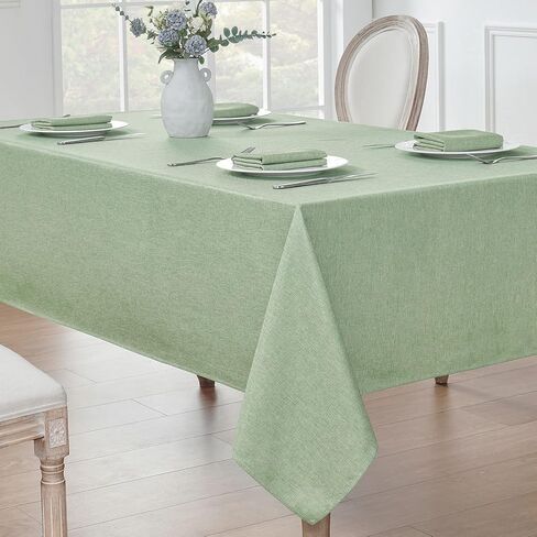 Veblandy Rectangle Tablecloth Waterproof Linen Textured Table Cloth Stain and Wrinkle Resistant Washable, Decorative Fabric Table Cover for Dining, Party and Camping (Sage Green, 52 * 70) in Saudi Arabia