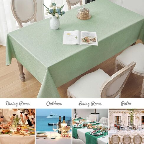 Veblandy Rectangle Tablecloth Waterproof Linen Textured Table Cloth Stain and Wrinkle Resistant Washable, Decorative Fabric Table Cover for Dining, Party and Camping (Sage Green, 52 * 70) in Saudi Arabia