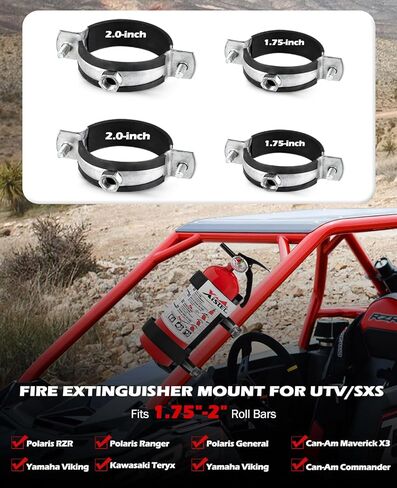Quick Release UTV Fire Extinguisher Mount Kit Fire Extinguisher Holder Adjustable Roll Bar Fire Extinguishers Mount Bracket for Vehicle Easy Install on 1.75"-2" Roll Cage SXS Polaris RZR Can Am X3 in Saudi Arabia