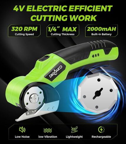 قاطعة الورق المقوى - مقص كهربائي لاسلكي قابل لإعادة الشحن، قاطعة صندوق كهربائي 4 فولت للكرتون، قفل أمان وإضاءة LED، قطع قوي للسجاد الكرتوني والبلاستيك والجلد in Kuwait