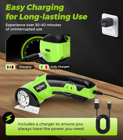 قاطعة الورق المقوى - مقص كهربائي لاسلكي قابل لإعادة الشحن، قاطعة صندوق كهربائي 4 فولت للكرتون، قفل أمان وإضاءة LED، قطع قوي للسجاد الكرتوني والبلاستيك والجلد in Kuwait