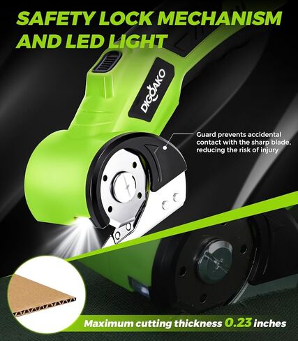 قاطعة الورق المقوى - مقص كهربائي لاسلكي قابل لإعادة الشحن، قاطعة صندوق كهربائي 4 فولت للكرتون، قفل أمان وإضاءة LED، قطع قوي للسجاد الكرتوني والبلاستيك والجلد in Kuwait