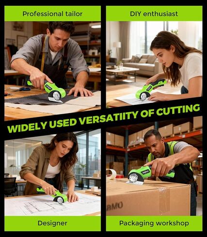قاطعة الورق المقوى - مقص كهربائي لاسلكي قابل لإعادة الشحن، قاطعة صندوق كهربائي 4 فولت للكرتون، قفل أمان وإضاءة LED، قطع قوي للسجاد الكرتوني والبلاستيك والجلد in Kuwait