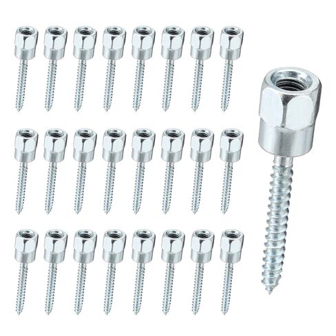 3/8" Vertical Rod Anchor Screw 1/4" x 2", Threaded Rod Anchor Screw Fitting for Wood, Galvanized Carbon Steel, Silver (Box of 25) in Saudi Arabia