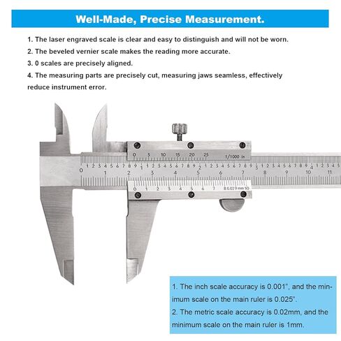ZLKSKER 0-6 Inch / 15cm Micrometer Vernier Caliper, Stainless Steel Precision Measuring Tool (Inch/Metric), Depth/Inside/Outside/Step Measurement, 0.001" / 0.02mm in Saudi Arabia