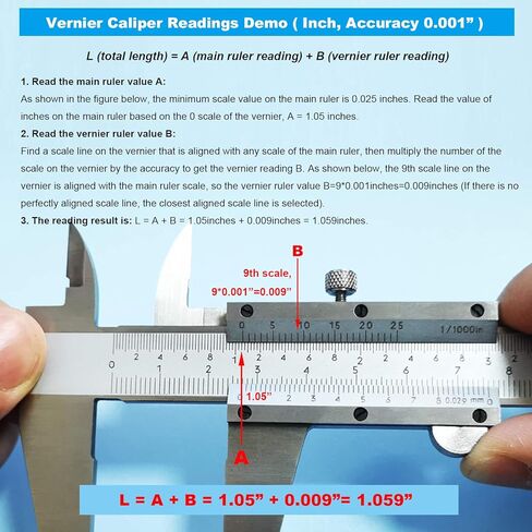 ZLKSKER 0-6 Inch / 15cm Micrometer Vernier Caliper, Stainless Steel Precision Measuring Tool (Inch/Metric), Depth/Inside/Outside/Step Measurement, 0.001" / 0.02mm in Saudi Arabia