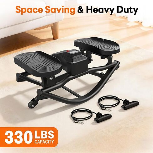 HXD-ERGO Rock Stepper with Elastic Resistance Bands, Side-to-Side Lateral Rocking Motion, Digital Display & High-Capacity Design for Home Leg GluteWorkout in Kuwait