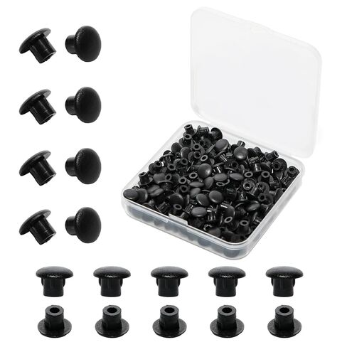 200 قطعة من سدادات الفتحات البلاستيكية، سدادات أزرار مستديرة 5 مم للخزانات والأرفف والأثاث (أبيض) in Kuwait